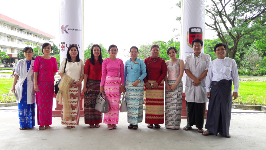 Professor Mar Mar Kyi (centre in blue) with members of her team from Insein General Hospital and UM2