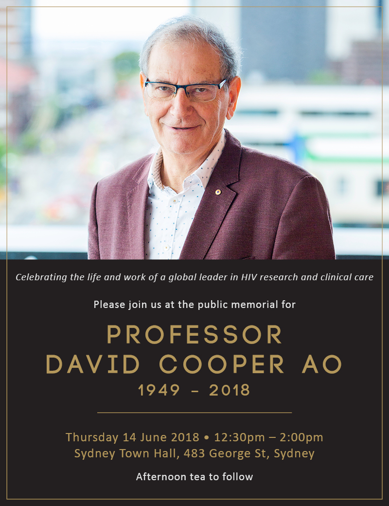 Professor David Cooper AO memorial service